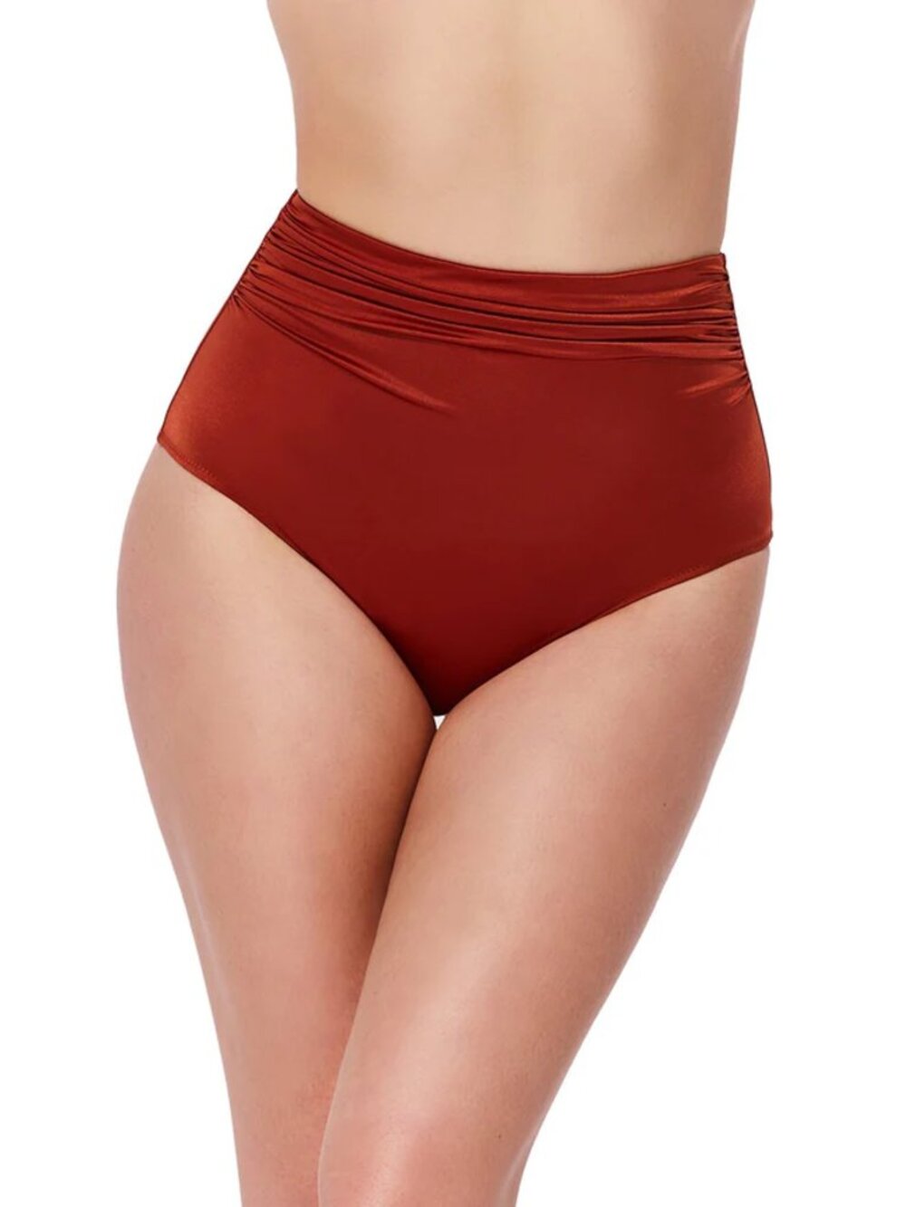 NWT New $74 Gottex Mademoiselle High Waist Bikini Bottom In Brick Size 6